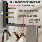 Foldable Over-the-Door Clothes Drying Rack with Hooks & Towel Bar