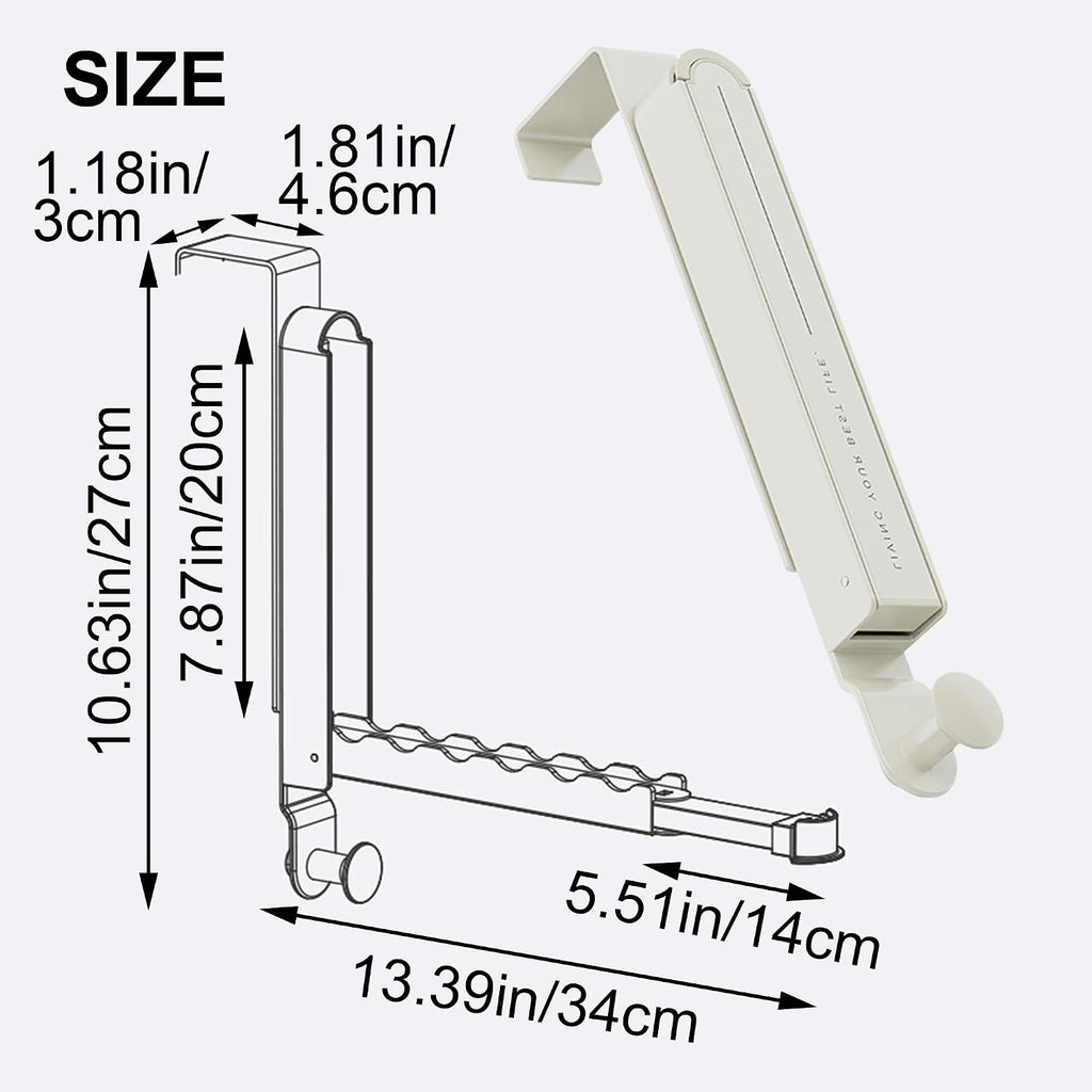 Foldable Over-the-Door Clothes Drying Rack with Hooks & Towel Bar