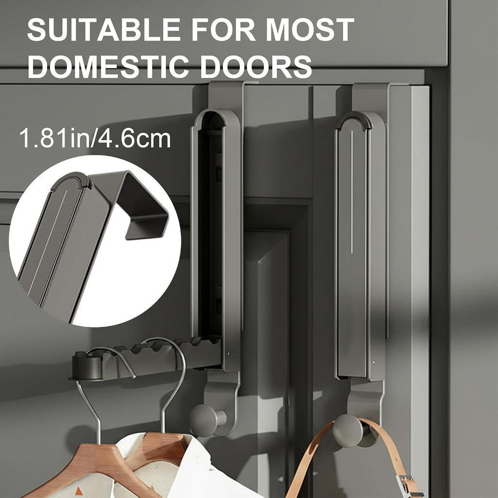 Foldable Over-the-Door Clothes Drying Rack with Hooks & Towel Bar