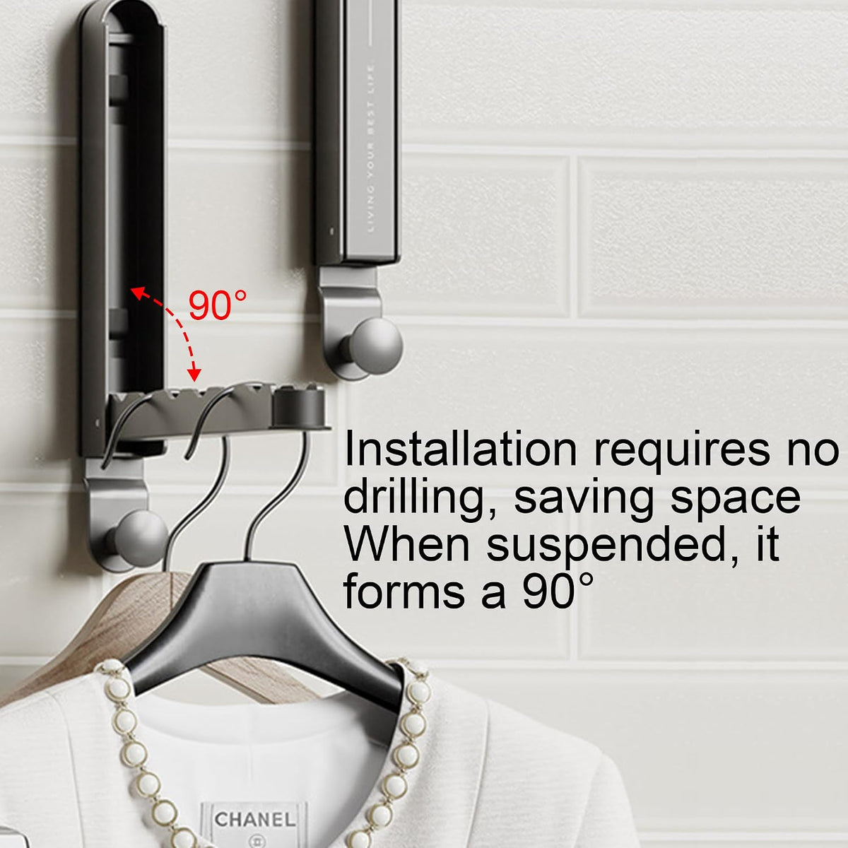 Foldable Over-the-Door Clothes Drying Rack with Hooks & Towel Bar