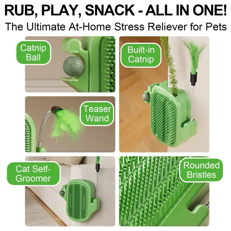 🐱3-in-1 Soft Plastic Cat Corner Groomer with Catnip，49% OFF!⚡