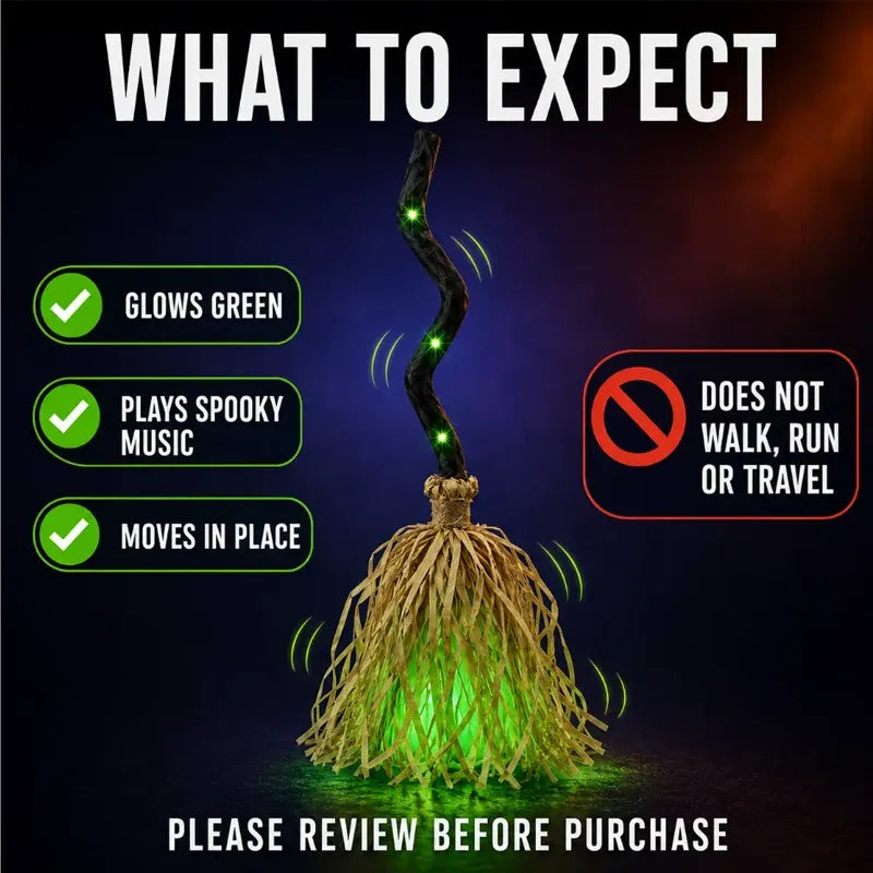 🧙 Bring Your Garden to Life This Halloween – Animated Witch Broom with Lights & Spooky Sounds. 49% Off. UK Stock
