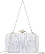 Clutch Purses for Women Evening Bag Pleated Clutch Bag with Chain for Wedding Party