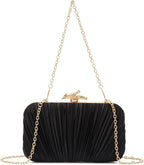 Clutch Purses for Women Evening Bag Pleated Clutch Bag with Chain for Wedding Party