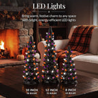 Best Choice Products Set of 3 Ceramic Christmas Trees, Pre-Lit Hand-Painted Tabletop Holiday Decoration w/Multicolor Bulbs, LED Lights – Green