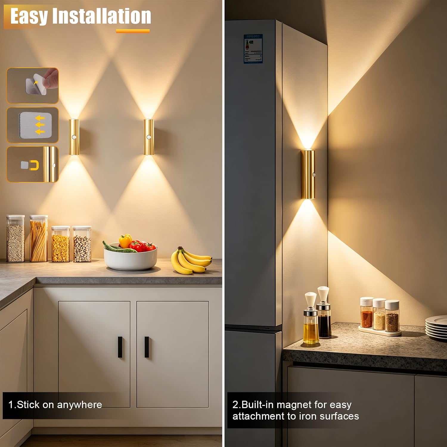 2 Pack Motion Sensor Wall Light, Rechargeable Wall Sconces