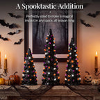 Best Choice Products Set of 3 Ceramic Christmas Trees, Pre-Lit Hand-Painted Tabletop Holiday Decoration w/Multicolor Bulbs, LED Lights – Green