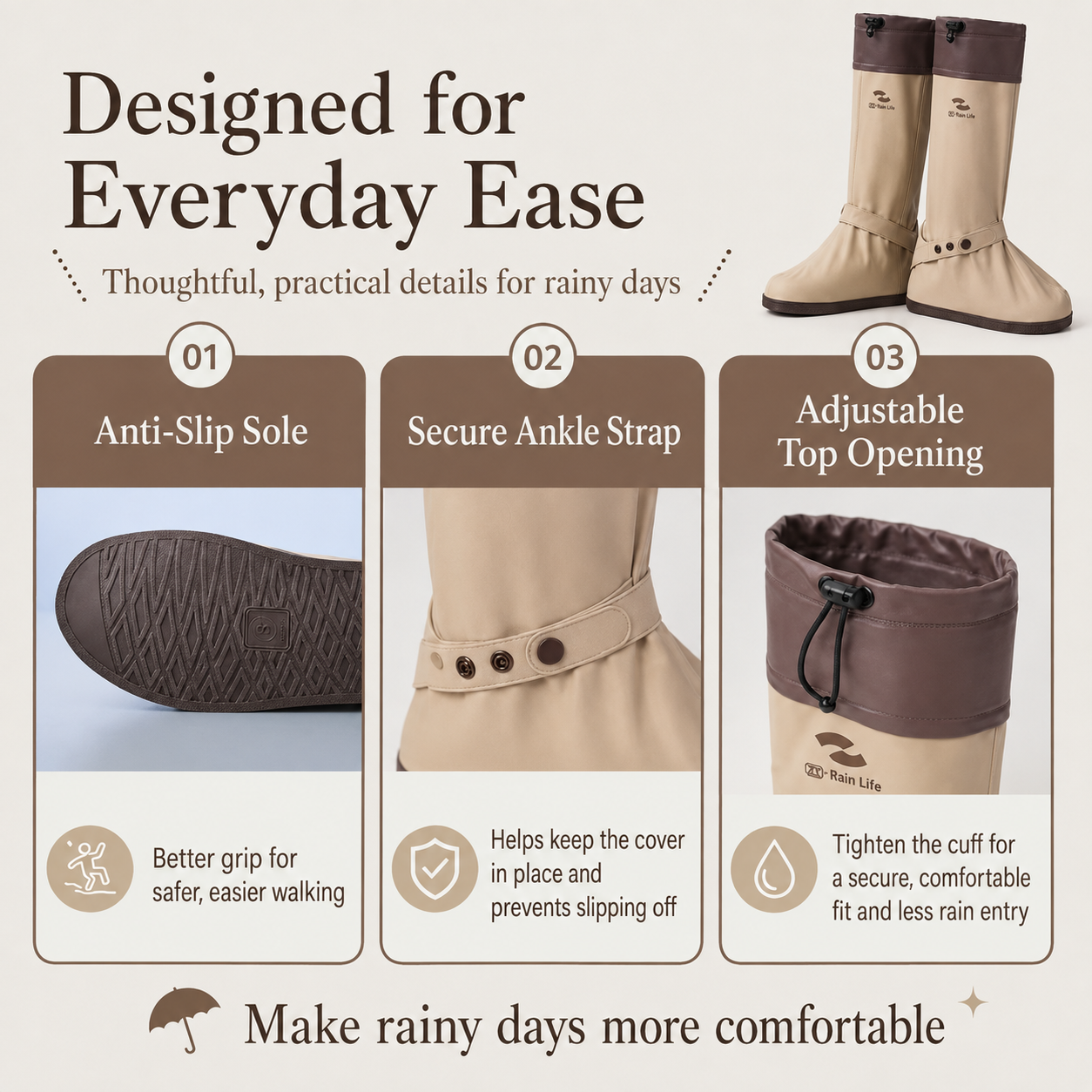 Unisex High-Cuff Rain Shoe Covers – Waterproof & Non-Slip