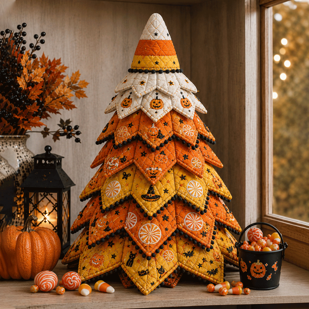 DIY Halloween Cat Quilted Fabric Tree Kit