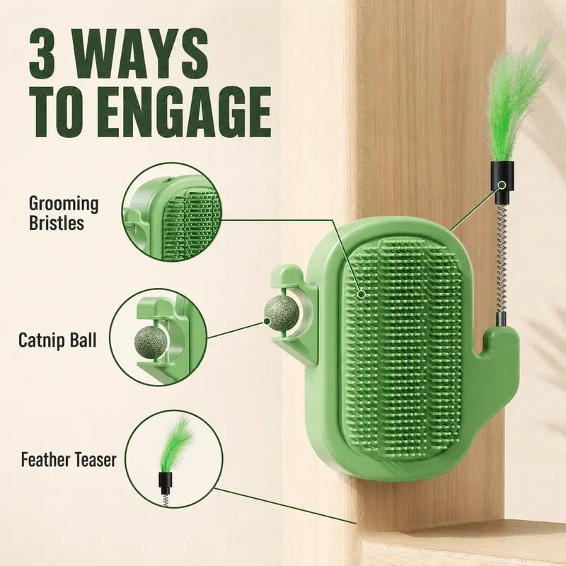 🐱3-in-1 Soft Plastic Cat Corner Groomer with Catnip，49% OFF!⚡