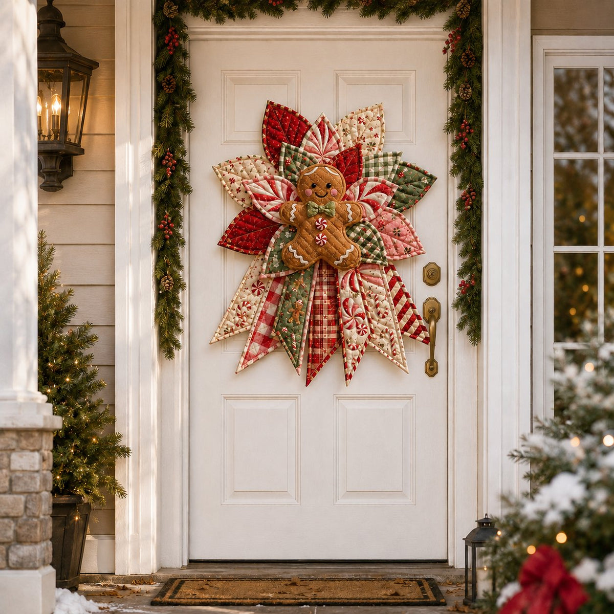 Crimson Poinsettia Bloom - Oversized Christmas Character Quilted Door Hanger Sewing Kit