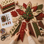 Crimson Poinsettia Bloom - Oversized Christmas Character Quilted Door Hanger Sewing Kit