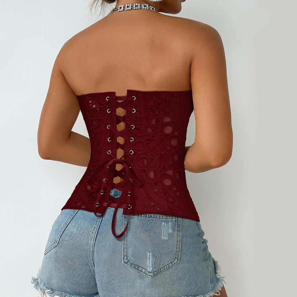 Lace Up Corset Bustier Top