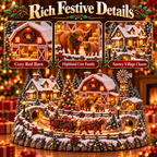 🐮 Highland Cow Christmas Farm Village – Lighted Farmhouse Holiday Scene