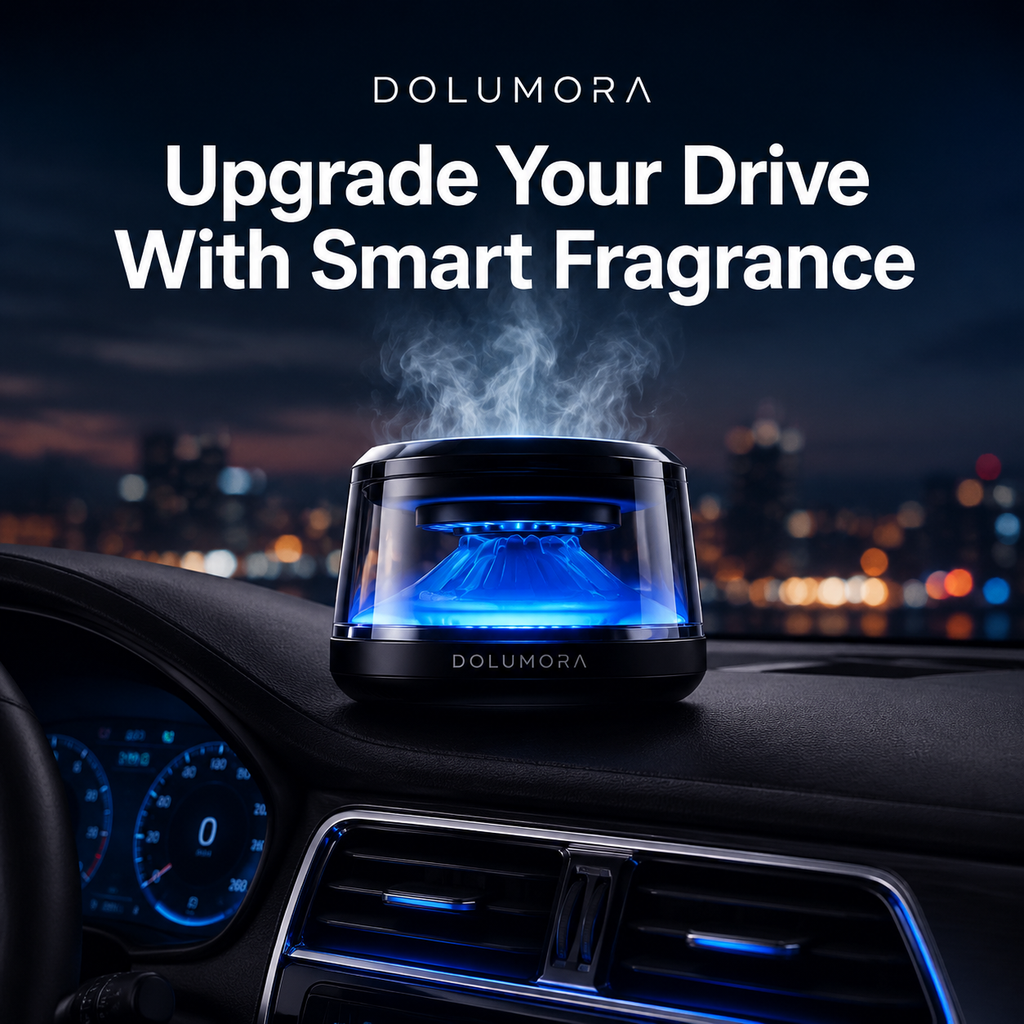 Volcano Car Diffuser – Smart Aroma Air Freshener with LED Ambient Light & Adjustable Mist