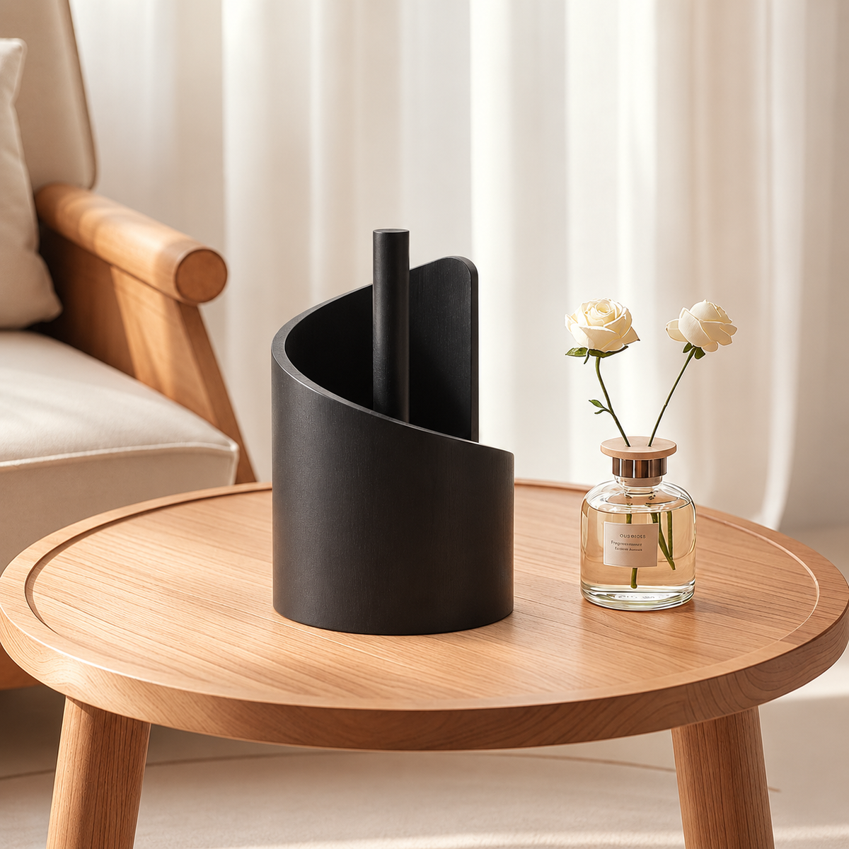 Anji Mountain Wooden Paper Towel Holder with Metal Stand