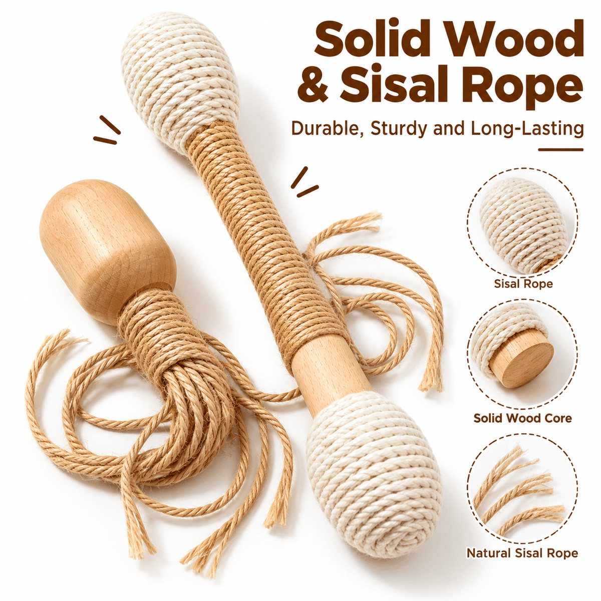 Large Sisal Catnip Kicker Toy – Solid Wood Core，49% OFF!⚡