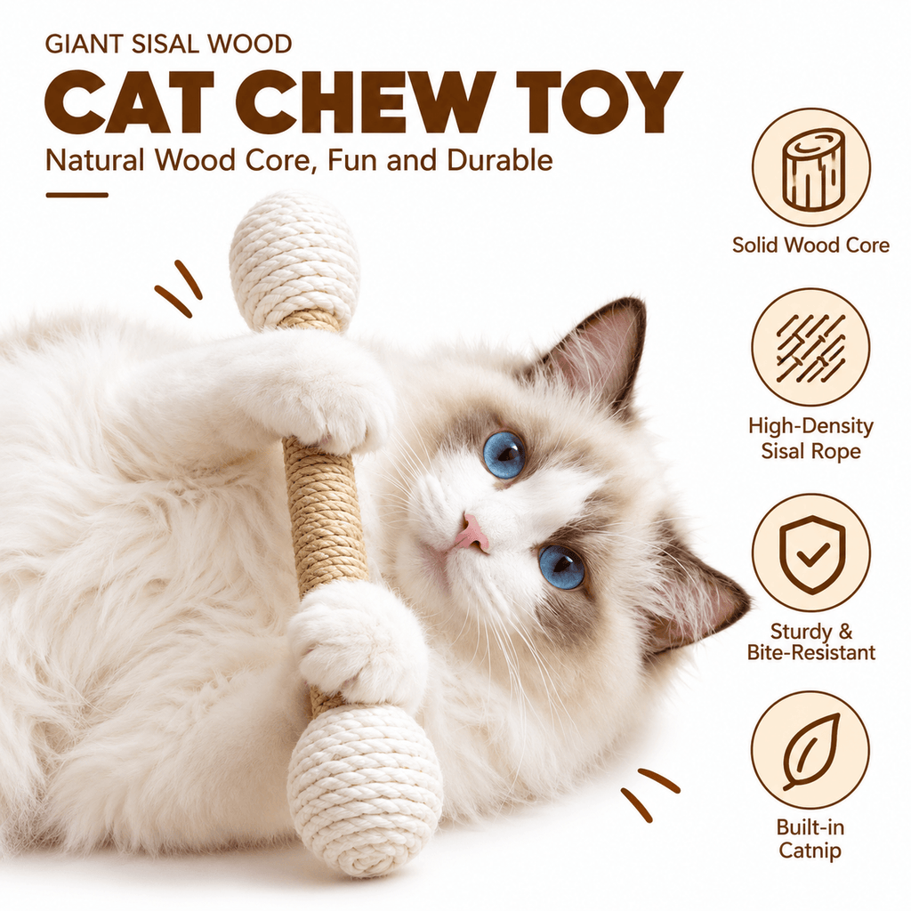 Large Sisal Catnip Kicker Toy – Solid Wood Core，49% OFF!⚡