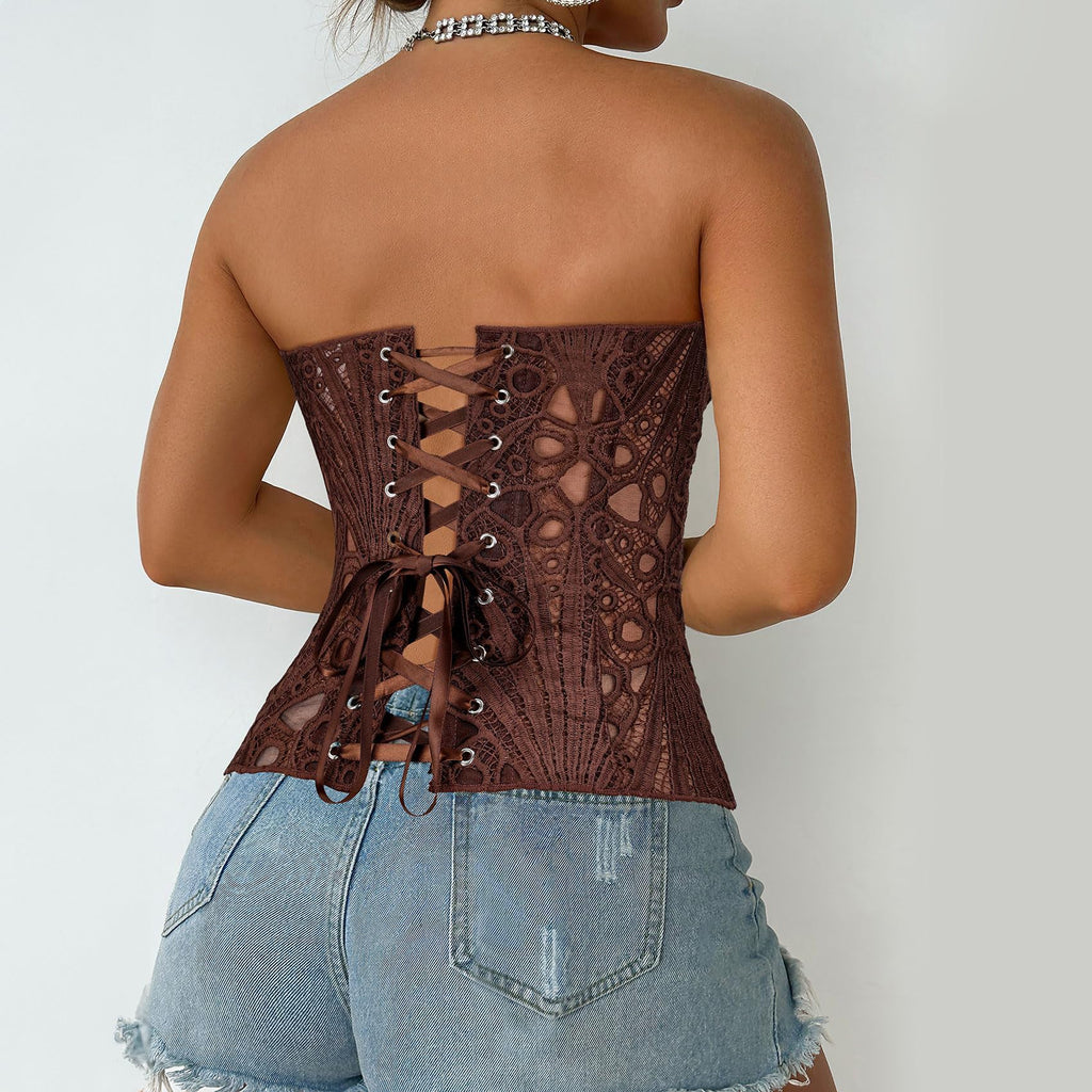 Lace Up Corset Bustier Top