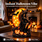 Halloween Witch and Moon Night Light Statue Decoration