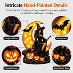 Halloween Witch and Moon Night Light Statue Decoration