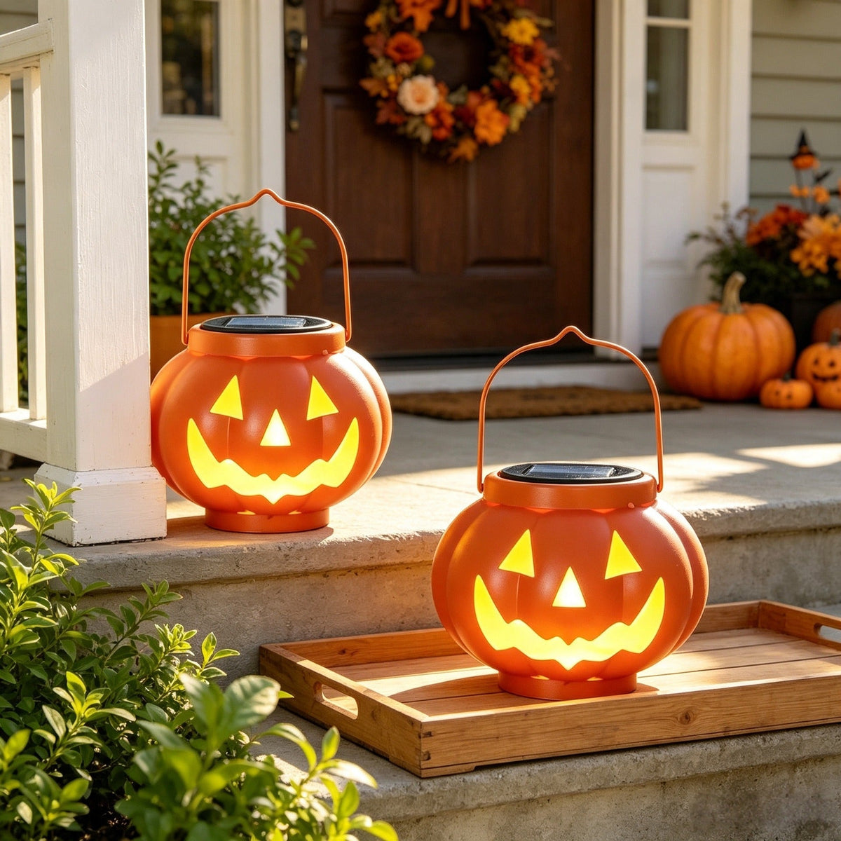 Solar-Powered Halloween Pumpkin Lantern Hanging Garden Light