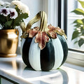 Black and White Artistic Pumpkin Halloween Ornament