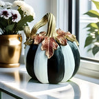 Black and White Artistic Pumpkin Halloween Ornament