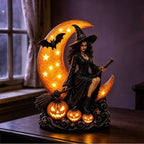 Halloween Witch and Moon Night Light Statue Decoration