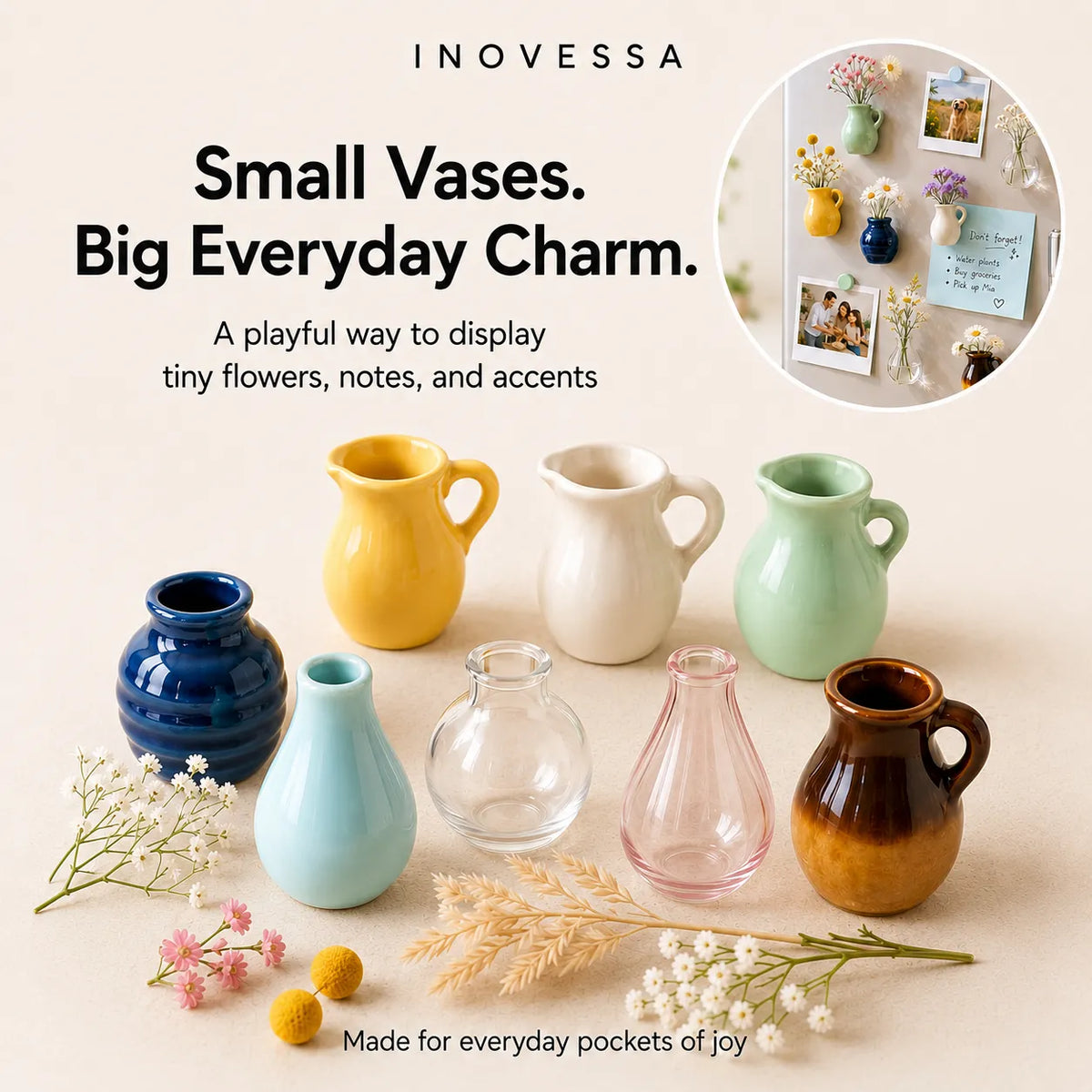 Roselle Mini Vase Ceramic Magnets