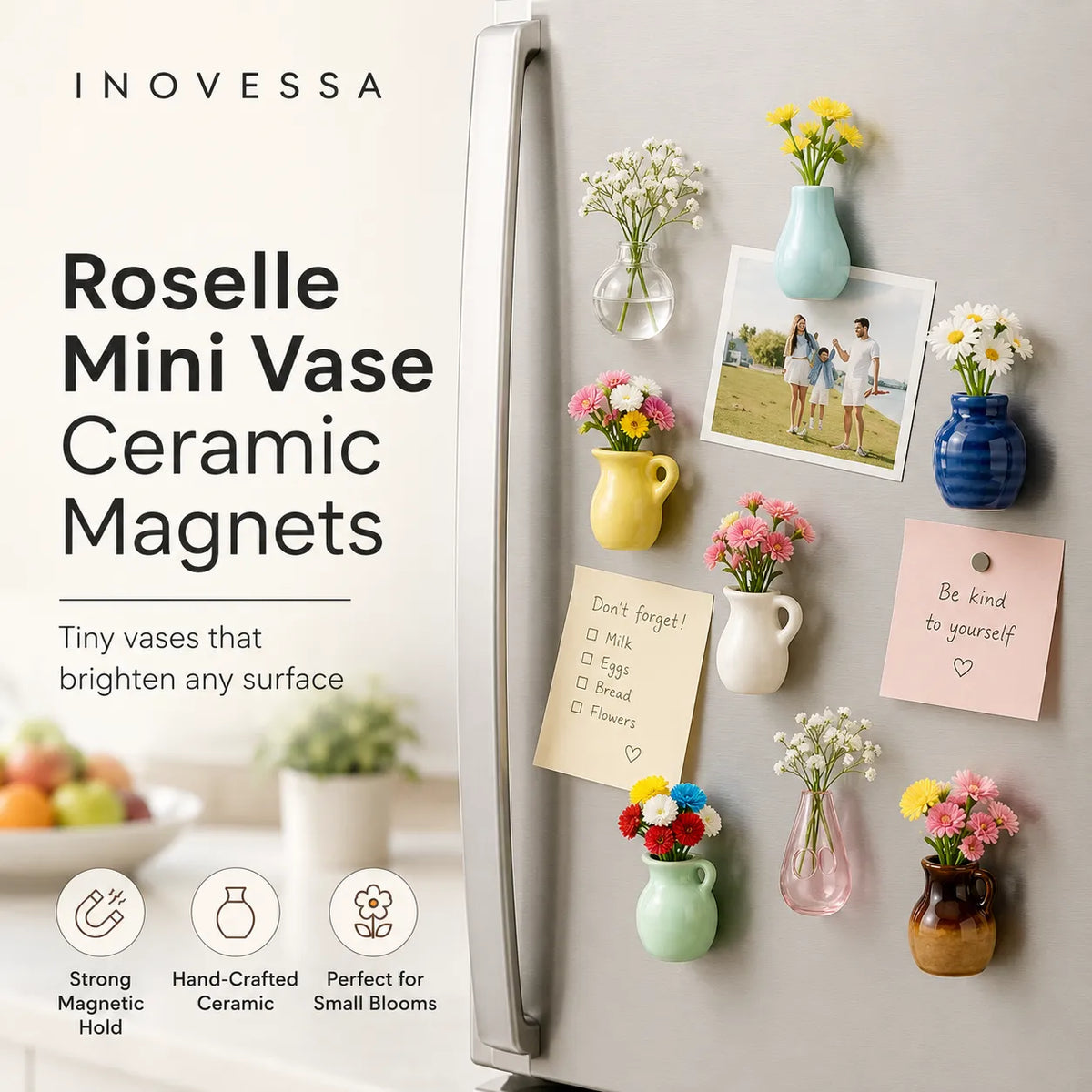 Roselle Mini Vase Ceramic Magnets