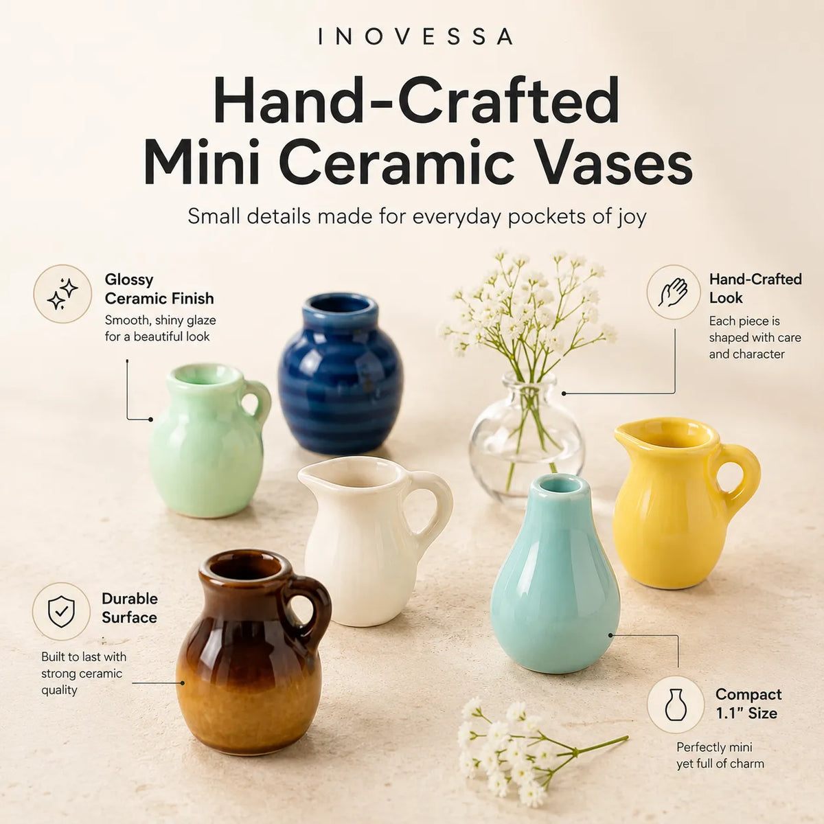 Roselle Mini Vase Ceramic Magnets