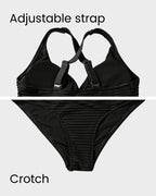 Textured Knot-Front High-Waisted Bikini Set