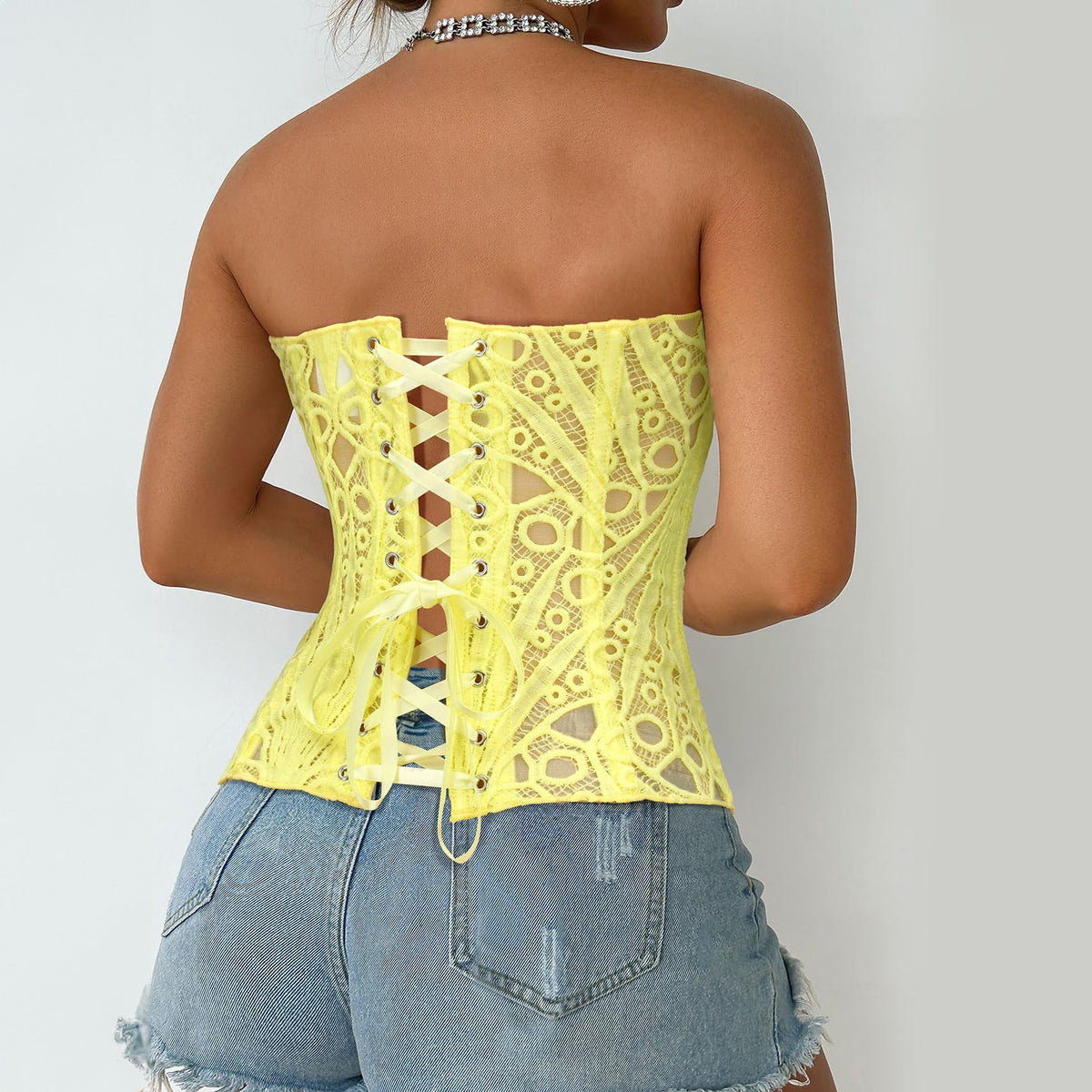 Lace Up Corset Bustier Top