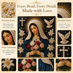 🙏 Divine Pearl Bead Virgin Mary Icon – A Peaceful DIY Faith Art Gift ✨