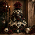 Skeleton Rose - DIY Halloween Theme Quilted Fabric Tree Kit