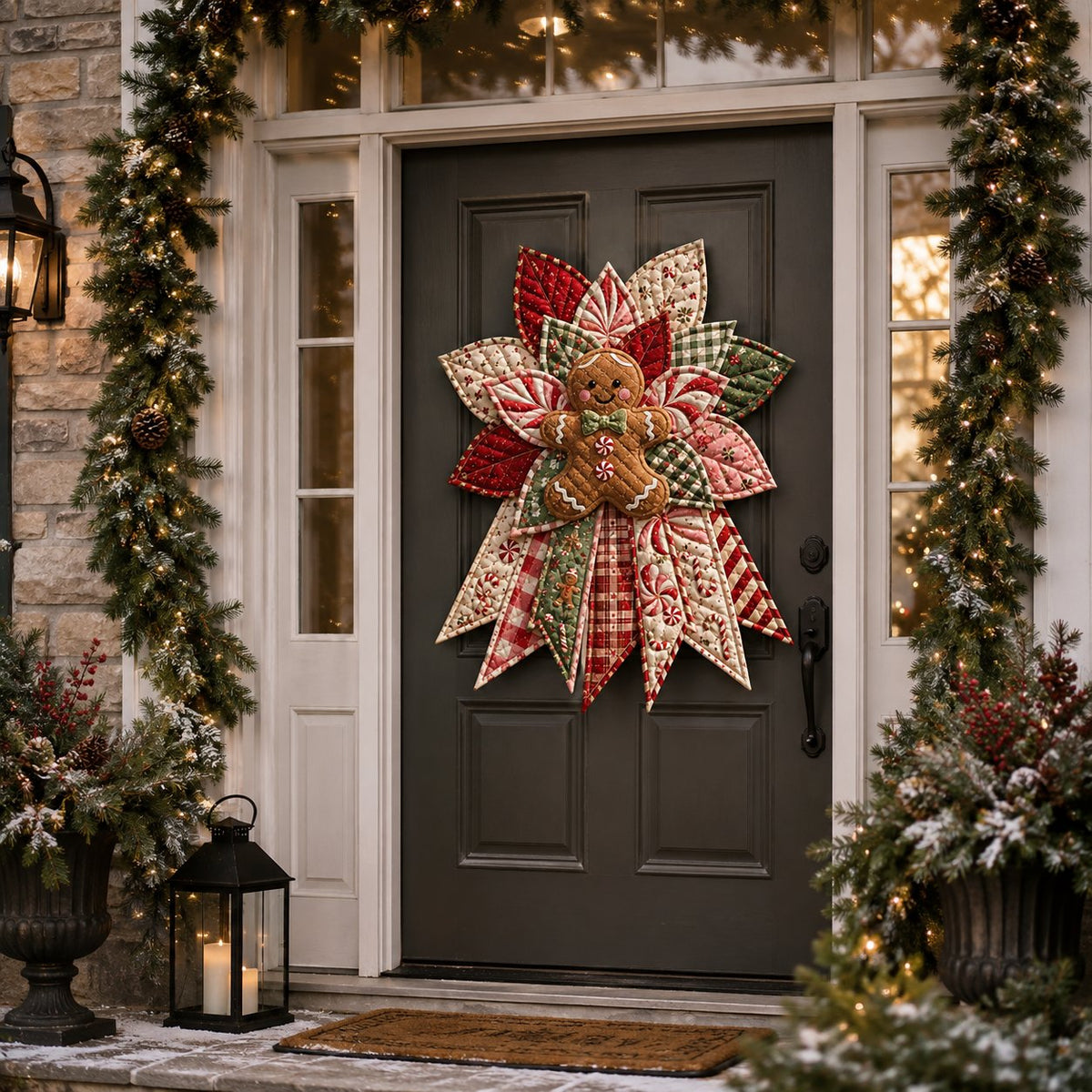 Crimson Poinsettia Bloom - Oversized Christmas Character Quilted Door Hanger Sewing Kit
