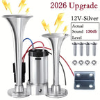 📢🔊2026 Upgraded 12V 130DB Air Horn Dual Horn, Horn Kit with Air Compressor