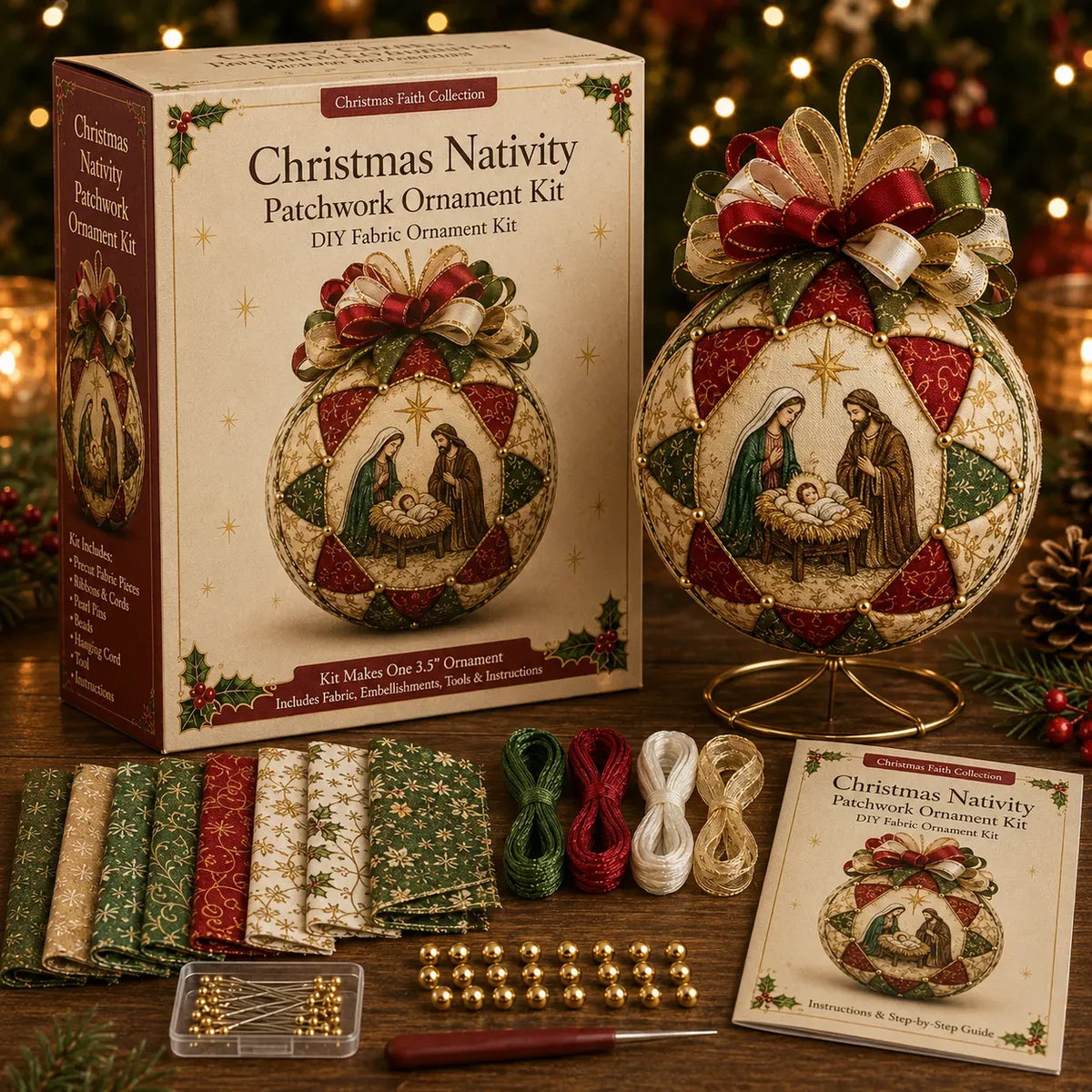⏳ Last Day 49% OFF – ✝️ Beginner-Friendly DIY Christmas Nativity Patchwork Ornament Kit Collection  💕