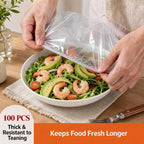 100Pcs Medium Reusable Elastic Plastic Bowl Covers - Kitchen Bread Proofing,