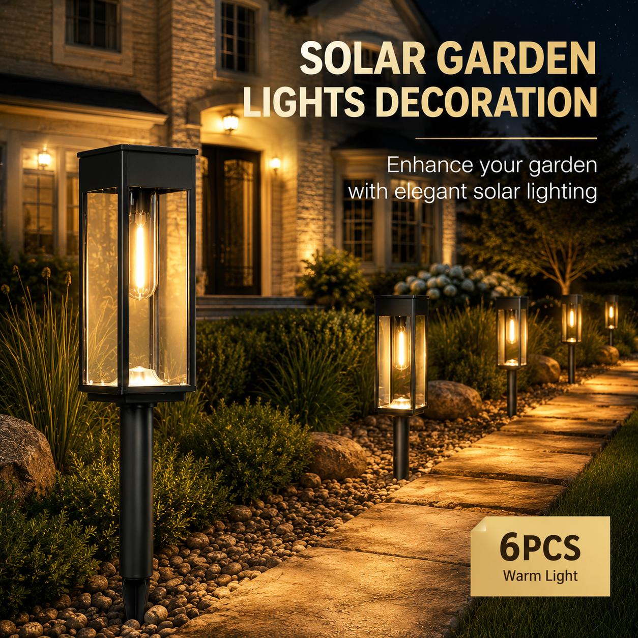 Solar Garden Path Lights with Warm &Cool White Options