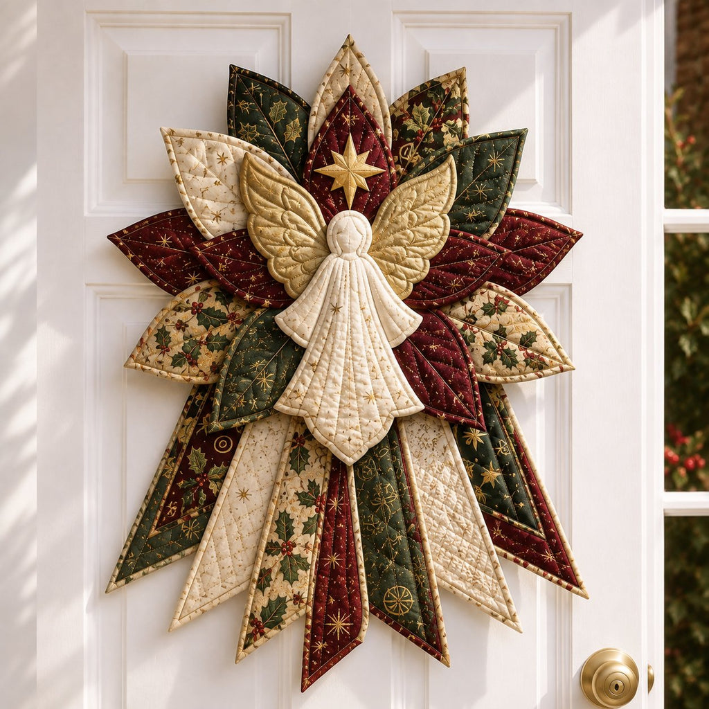 Crimson Poinsettia Bloom - Oversized Christmas Character Quilted Door Hanger Sewing Kit