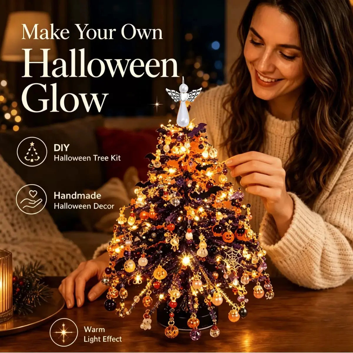 DIY Beaded Christmas Tree Kit, Glass Ornament