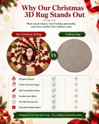 🎄3D Christmas Gnome Optical Illusion Round Rug | Fun Festive Home Decor Must‐Have⭐🏠🎁