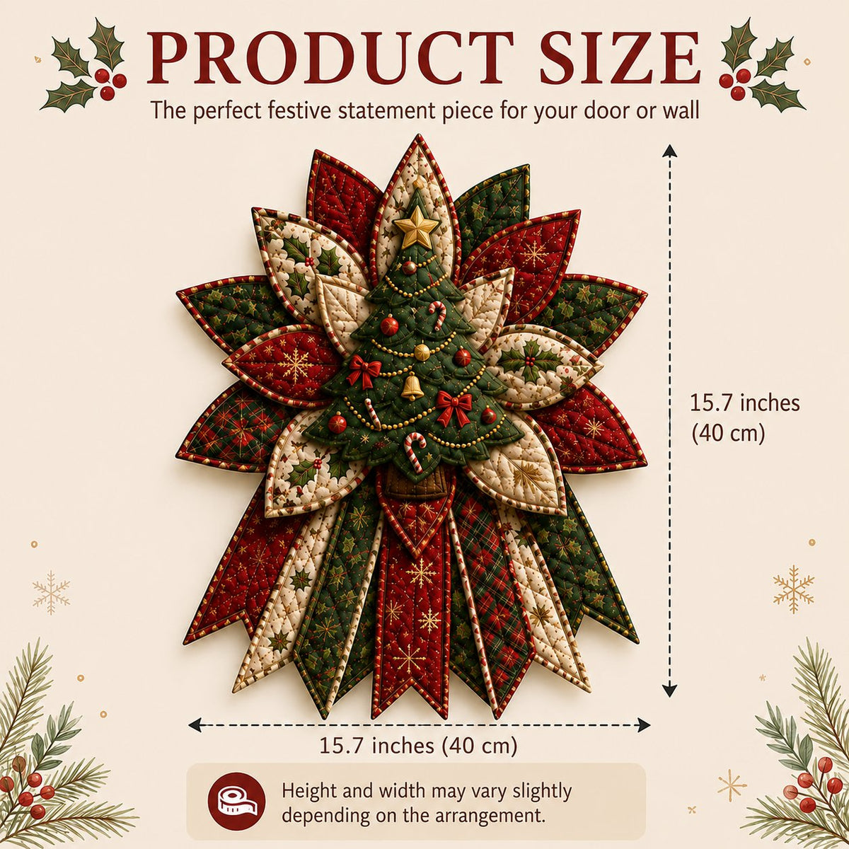 Crimson Poinsettia Bloom - Oversized Christmas Character Quilted Door Hanger Sewing Kit