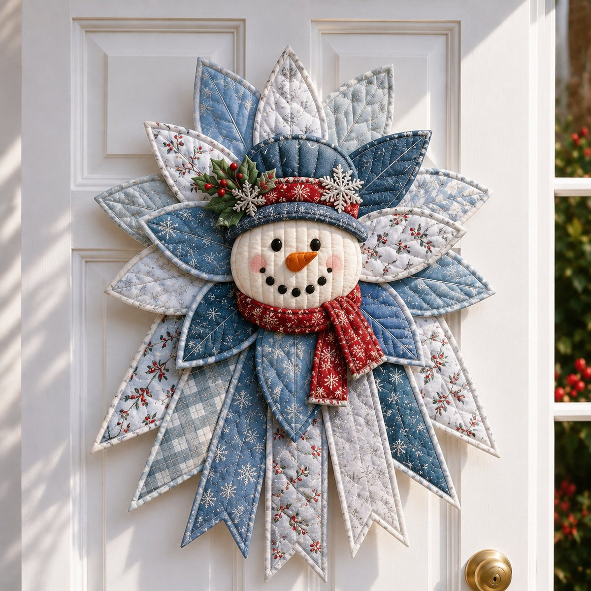Crimson Poinsettia Bloom - Oversized Christmas Character Quilted Door Hanger Sewing Kit