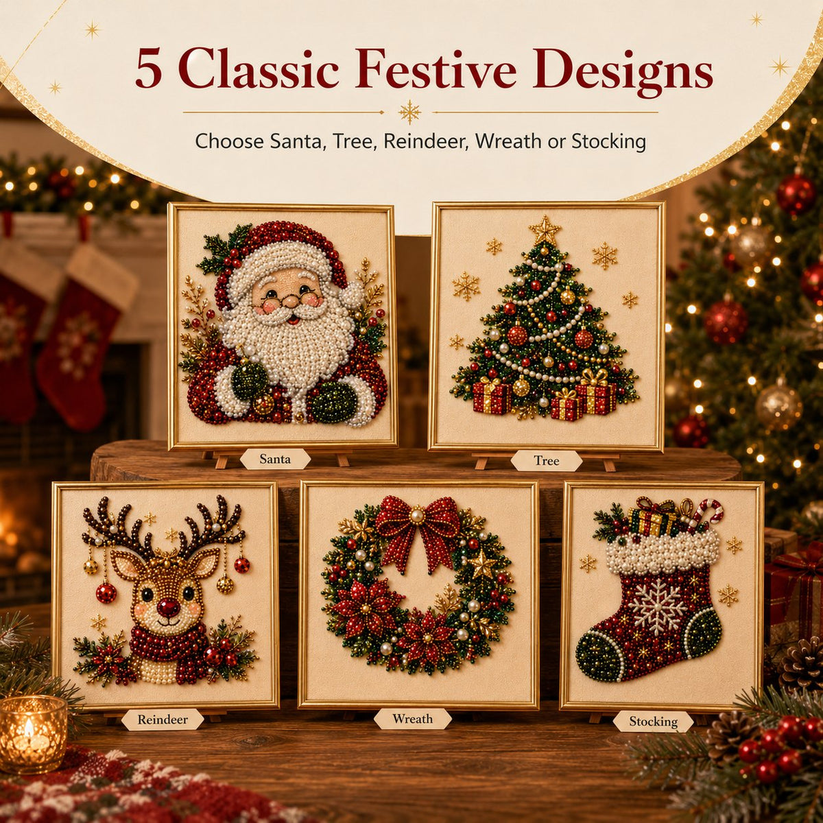 ✨✨Relaxing & Beginner-Friendly - 🎨💎DIY Christmas Pearl Diamond Painting Art Kit