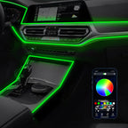 🌈64 Color Fiber Optic Car Ambient Light, No Wiring Cold Light Strip, Bluetooth APP Control Hidden Interior Atmosphere Decor Light for All Vehicles