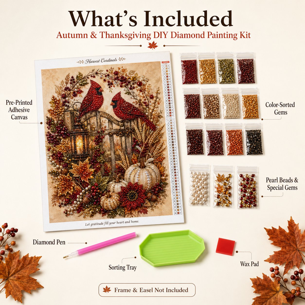 🍂 LAST DAY 49% OFF – Premium 3D Pearl Autumn & Thanksgiving Diamond Painting Art Kit  🍁🦃💎
