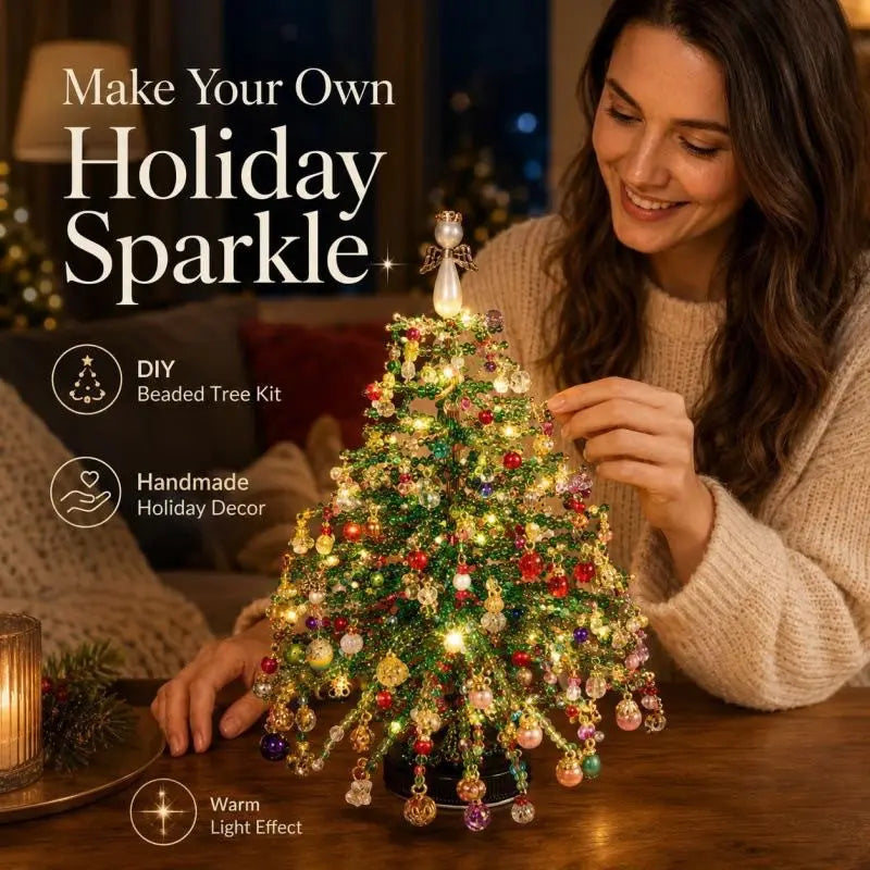 DIY Beaded Christmas Tree Kit, Glass Ornament